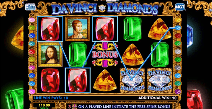 Slots online, Jogo Online, Jogos de Slots, Da Vinci Diamonds